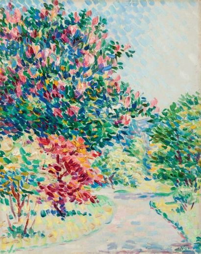 * Edouard de Fer (1887-1959) Arbres au printemps
Huile sur toile marouflée sur panneau
Signée...