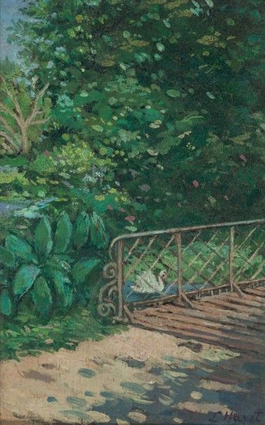 * Louis Hayet (1864-1940) Paysage au cygne
Huile sur carton
25 x 16 cm

Provenance
Collection...