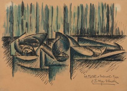 Felix del Marle (1889-1952) Le mort, Pontavert - septembre 1914
Encre et aquarelle...