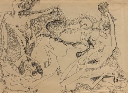 Anton PRINNER (1902-1983) Personnage et animaux
Encre de Chine sur papier
Signée...