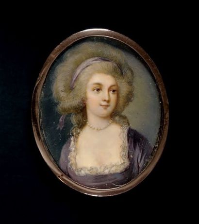 Louis-Michel LEBRUN (Actif en 1753- après 1768) Portrait de jeune femme en buste...