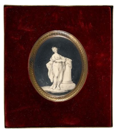 Jacques-Joseph de GAULT (1738-1812) Jeune femme vêtue à l'antique près d'une colonne...