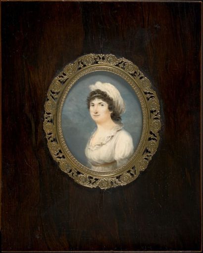 Miss Mary BYRNE (1776-1845) Portrait de Lady Cavendish en buste de trois-quarts,...