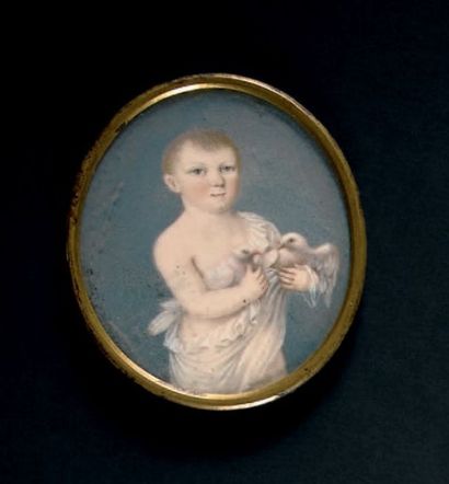 P. maür d'augsburg (ecole allemande vers 1790) Portrait d'une petite fille en robe...