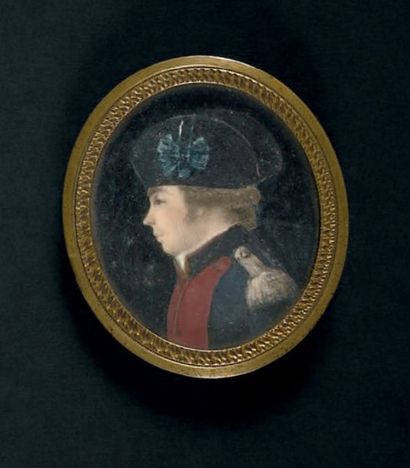 Ecole FRANçAISE vers 1785-90 Portrait d'un officier en buste vers la gauche, en uniforme...