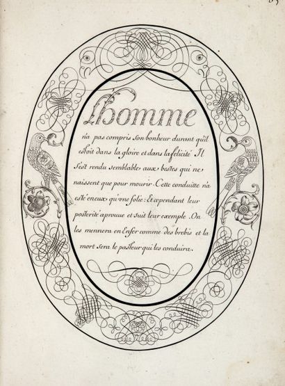 null CALLIGRAPHIE. - Recueil de modèles d'écriture. S.l.n.d. [vers 1670]. In-folio,...