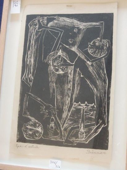 Anton PRINNER (1902-1983) 
Deux personnages aux lampes
Lithographie signée et numérotée...