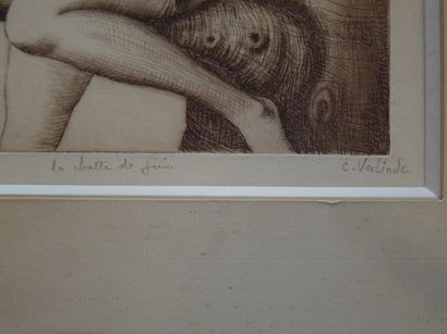 CLAUDE VERLINDE (NÉ EN 1927) 
La chatte de Juin
Gravure signée en bas à droite
Titrée...