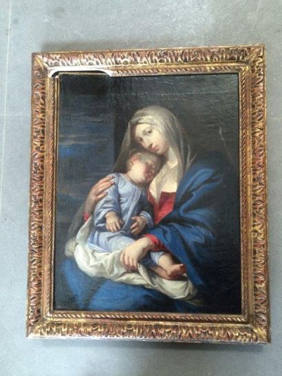 Ecole FRANCAISE du XVIIème siècle, atelier de Philippe de CHAMPAIGNE Vierge à l'Enfant
Toile
33...