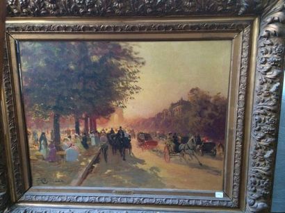 Emile CAGNIART (1851-1911) 
Les Champs Elysées
Huile sur toile signée en bas à gauche
46...