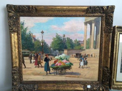 Victor Gabriel GILBERT (1847-1935) 
La marchande de fleurs
Huile sur panneau signée...