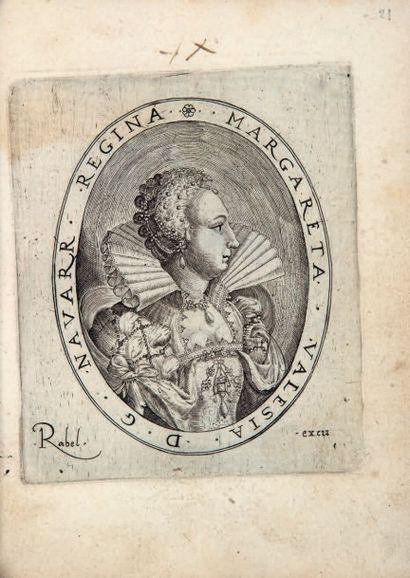 RABEL (Jean) Recueil de 58 gravures. S.d. [c. 1583-1600]. In-12, demi-veau fauve,...