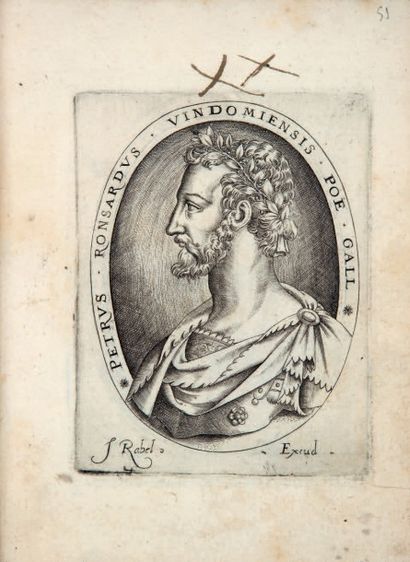 RABEL (Jean) Recueil de 58 gravures. S.d. [c. 1583-1600]. In-12, demi-veau fauve,...