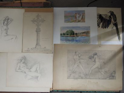 MAURICE TAQUOY 
Important ensemble de dessins, esquisses et études.
Divers thèmes:...