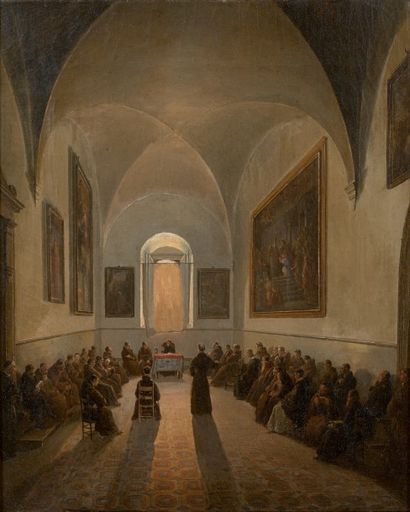 FRANÇOIS MARIUS GRANET (Aix-en-Provence 1775 - 1849) 
Assemblée dans l'église des...