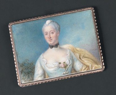 Ecole FRANÇAISE vers 1750-60 
Portrait d'une Dame de qualité en buste vers la gauche...