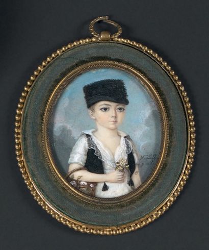 Madame LEGRAND (active entre 1797 et 1804) 
Portrait d'une jeune fille de trois-quarts...