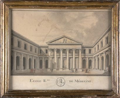 VICTOR-JEAN NICOLLE (1754-1826) 
Vue de l'Ecole Royale de Médecine, Paris, animée...
