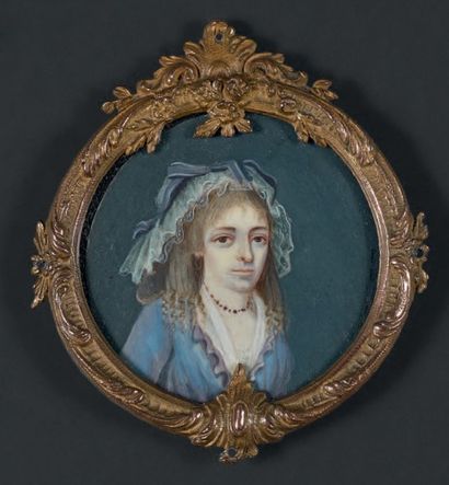 Marie-Gabrielle CAPET, suiveur de Ecole FRANÇAISE vers 1780 
Portrait d'une jeune...