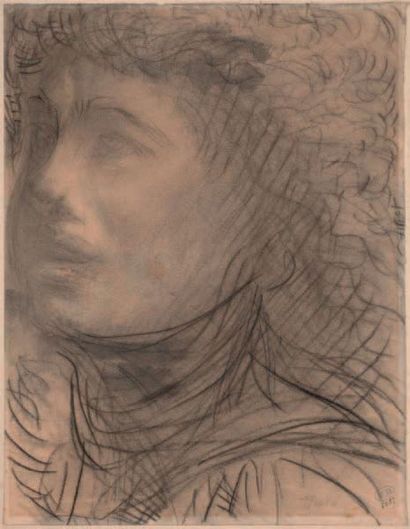 AUGUSTE RODIN (1840 - 1917) 
Masque de Séverine
Conçu en 1893, cette épreuve en bronze...