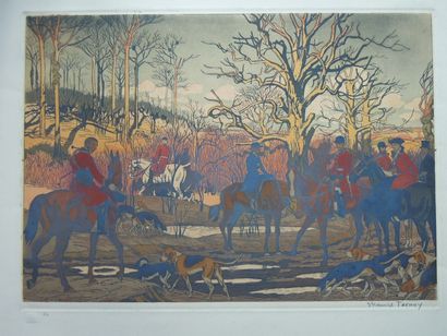 MAURICE TAQUOY 
Ensemble de 5 eaux-fortes en couleurs signées dans la planche (Harde...