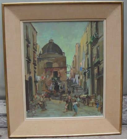 Jean d'Esparbes (1899-1968) 
Vue de ruelle à Naples
Huile sur toile, signée en bas...