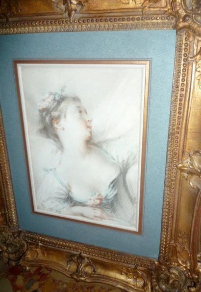 Madame BOUCHER née Marie-Jeanne BUSEAU (1716-1781) 
Pastel sur vélin.
"Portrait de...
