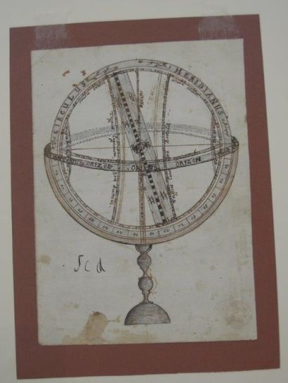Ecole probablement italienne du XVIIème siècle 
Etude de sphère armillaire
Dessin...