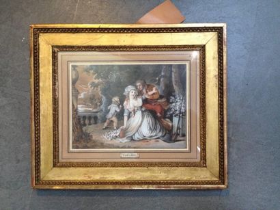 Henri Nicolas VAN GORP (1756-1819) 
L'agression de la jeune mère
Gouache sur carton
18...