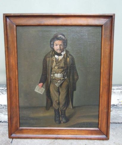 ECOLE FRANCAISE DU XIXème siècle 
Le quêteur
Huile sur toile, signée " G de Cler......