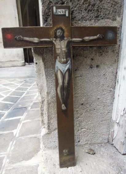 Josefa SANCHEZ (Actif en Espagne au XVIIème siècle) 
Le Christ en croix
Panneau
51...