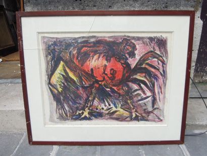 PIGNON Edouard (1905 - 1993) 
Litho, épreuve d' artiste " Coq " 