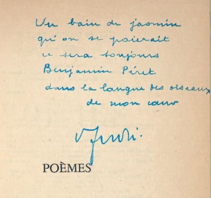 BRETON (André) POÈMES
Paris, Gallimard, 1948. In-12, demi-basane havane, dos lisse...