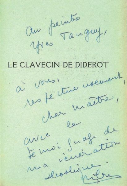 CREVEL (René) LE CLAVECIN DE DIDEROT
Paris, Éditions Surréalistes, 1932. In-12, demi-maroquin...