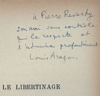 ARAGON (Louis) LE LIBERTINAGE
Paris, N.R.F., 1924. In-12, demi-basane noire, pièce...