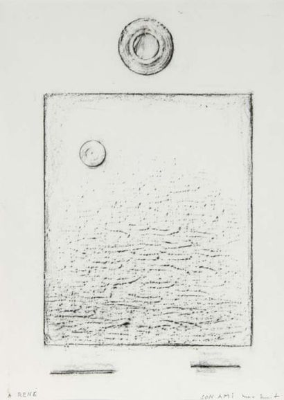 null ERNST Max. FROTTAGE ORIGINAL SIGNÉ. Circa 1969 ; 43 x 32 cm, sous encadrement....