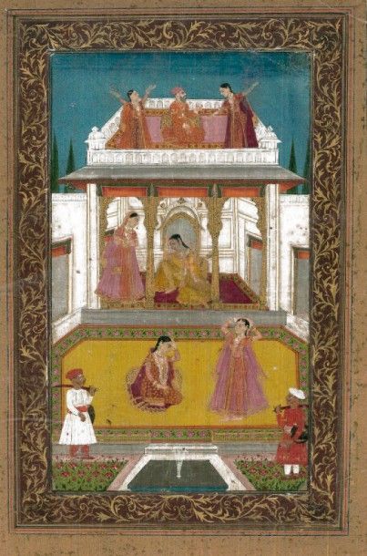 null Miniature indienne illustrant un Ragamala
Encre gouache et or sur papier, représentant...