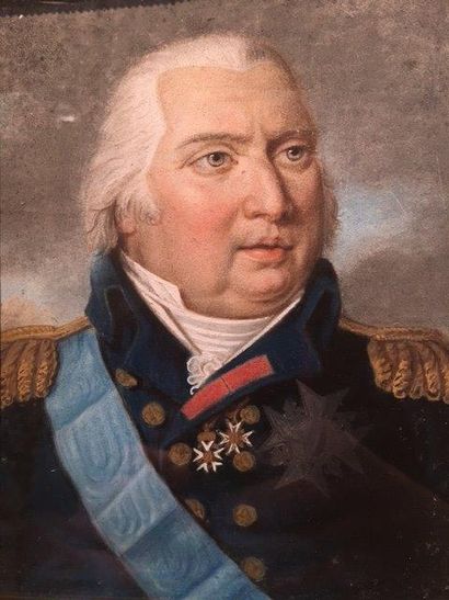 Claude Louis LANGLOIS DE SÉZANNE (1757-1845) 
Portrait de Louis XVIII Pastel
 Dimensions...