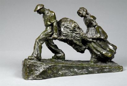 FRANÇOIS MÉHEUT (1905-1981) Les porteurs de goémon Bronze à patine brune Susse Fondeur...