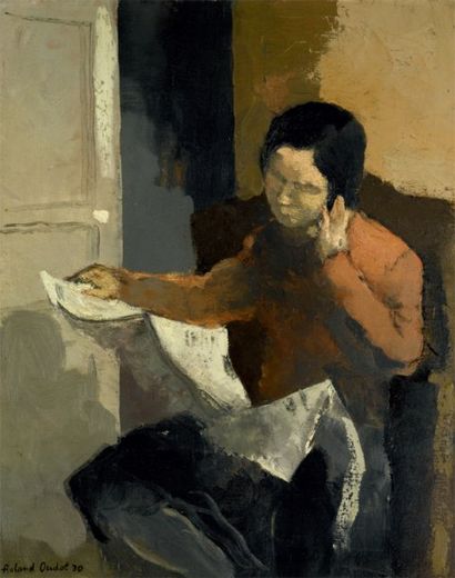 ROLAND OUDOT (1897-1981) La Lecture Huile sur toile Signée en bas à gauche et datée...