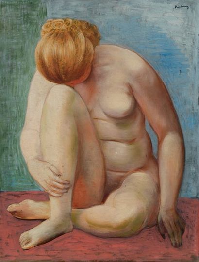 MOÏSE KISLING (1891-1953) Femme nue assise Huile sur toile Signée en haut à droite...