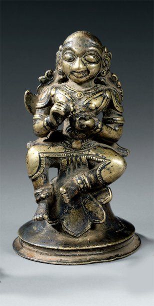 null Divinité Masculine sur un trône Inde du sud, XVIIIe-XIXe Bronze H. 17 cm PROVENANCE...