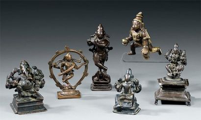null Joueur de flute Inde du sud Tamil Nadu, XVI-XVIIe Bronze à patine brune H. 10,5...