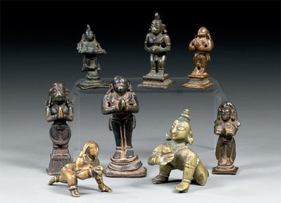 null Ensemble de deux représentations de Krishna enfant Inde du sud, XIX-XXe Bronze...