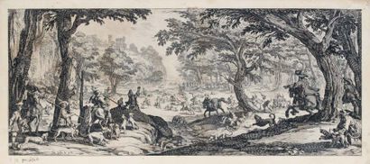 JACQUES CALLOT (NANCY 1592-1635) La grande Chasse (Lieure 353 Ier et/IV) 195 x 460...