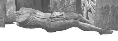 null GRAND CHRIST ACEPHALE en chêne sculpté du XVIIe siècle. (Nombreux manques, accidents...