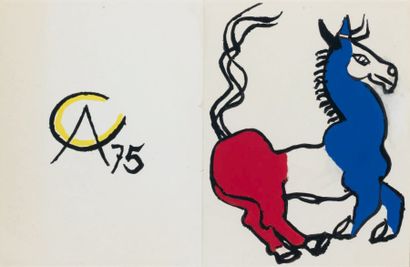 ALEXANDER CALDER (1898-1976) L'âne tricolore, 1975 Carte de voeux offerte par Calder...