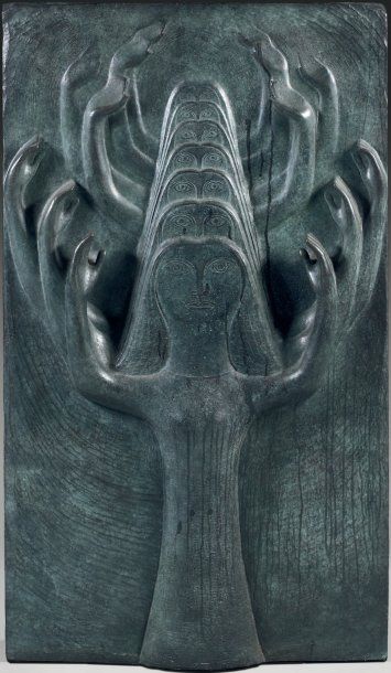 ANTON PRINNER (1902-1983) Sans titre Bronze à patine vert sombre 159 x 90 cm