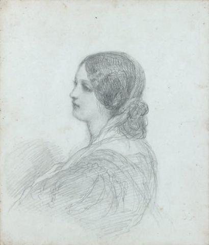 FRANZ-XAVER WINTERHALTER (MENZENSCHROAND 1805 - FRANCFORT 1873) Portrait d'une femme,...