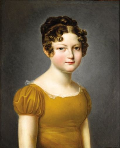 ECOLE FRANÇAISE DU XIXE SIÈCLE Portrait de Madame Péron Huile sur toile, rentoilée...